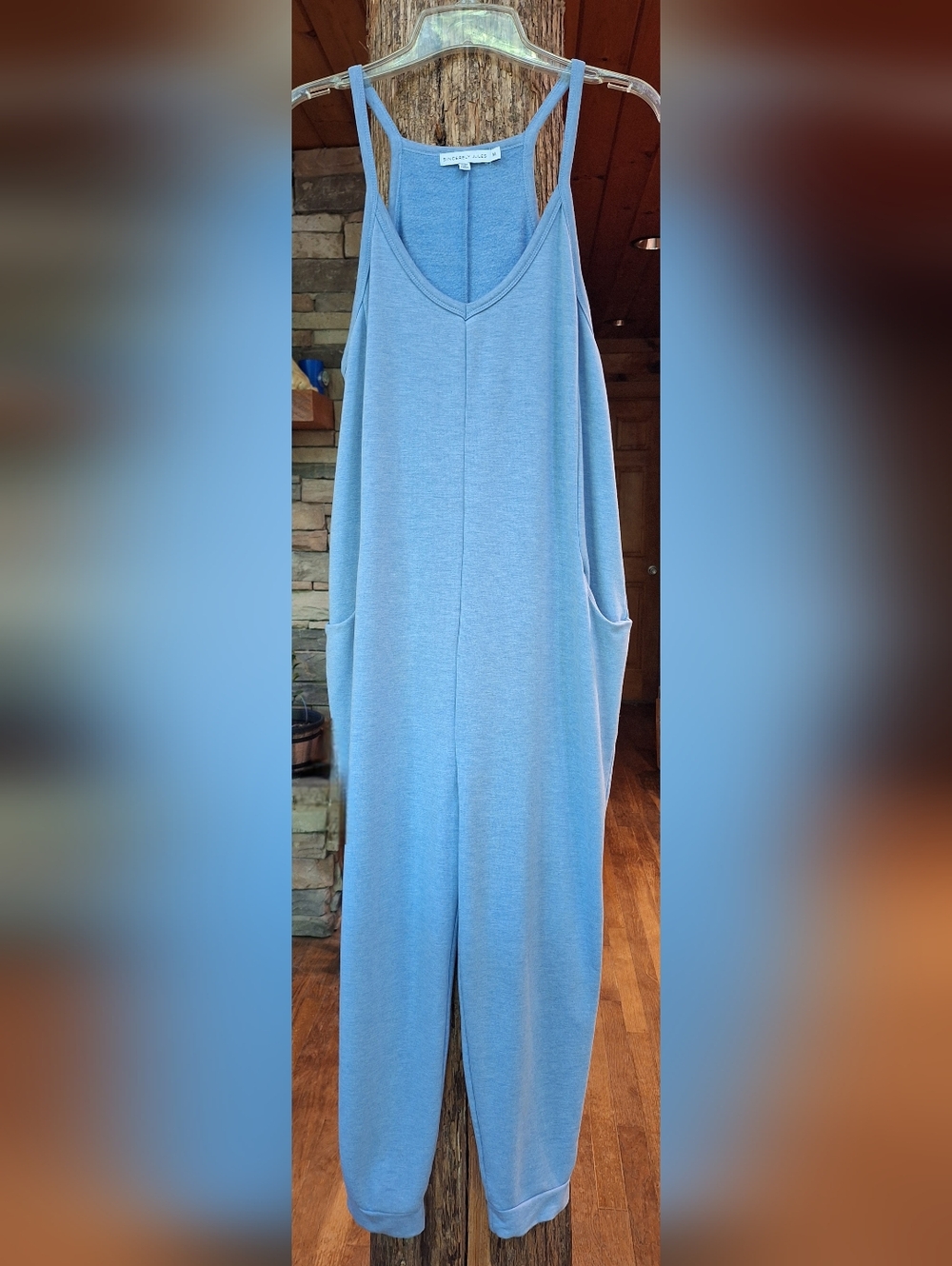 Light Blue Sleeveless Jumpsuit with Pockets By Sincerely Jules Sz Medium